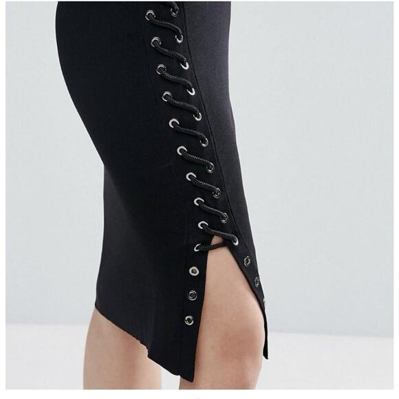 John + Jenn Side Laced Knit Dress Black Sleeveless Medium NWT - Picture 3 of 10